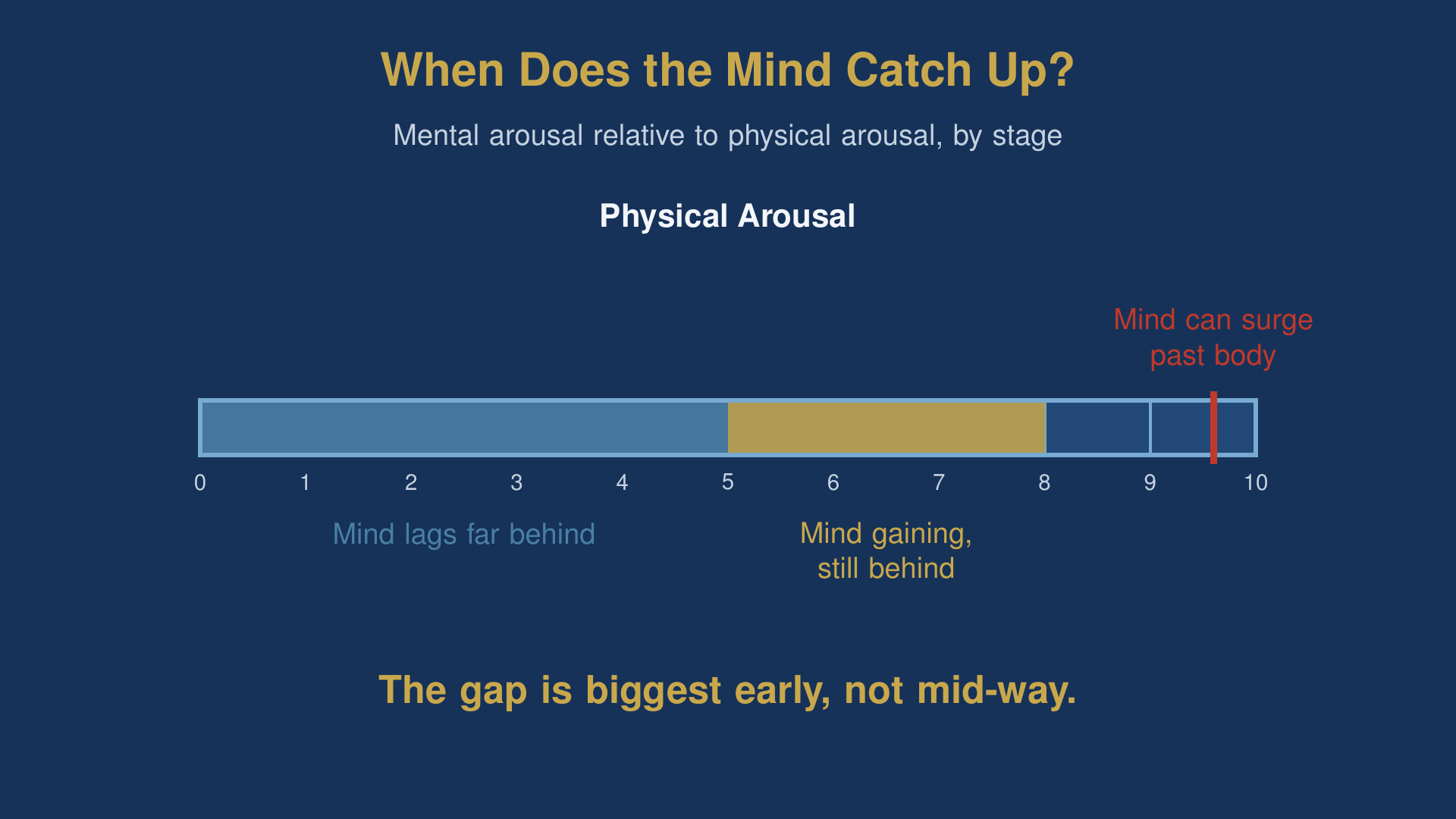 diagram of male arousal non concordance showing the gap between mental and physical arousal by stage
