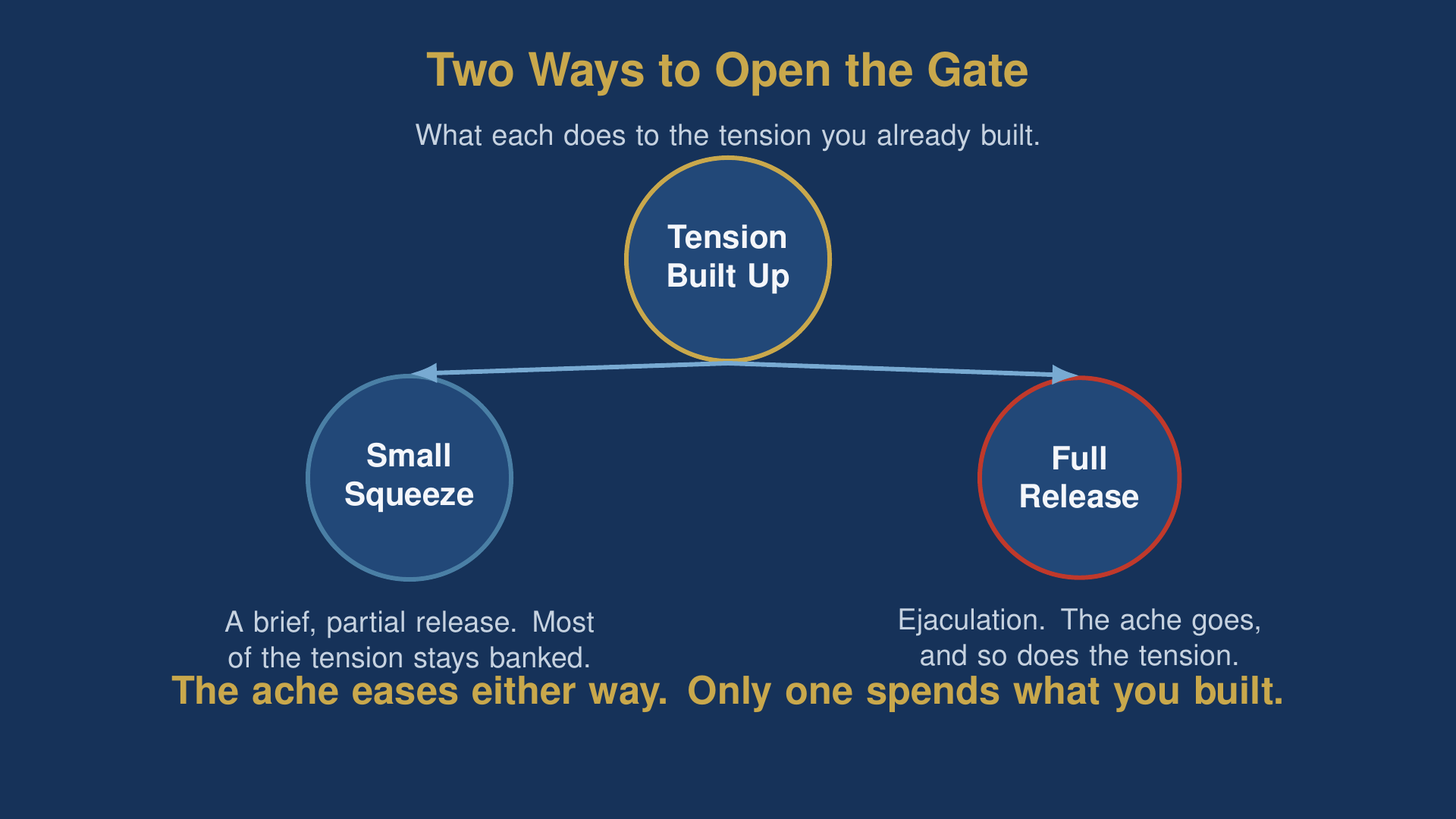 blue balls diagram comparing a small squeeze release with a full release