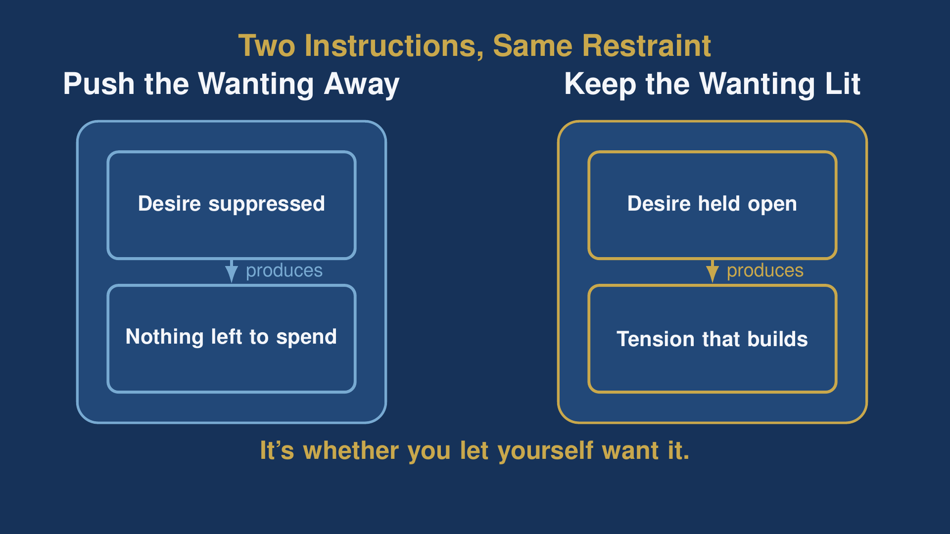 brahmacharya diagram comparing pushing desire away with keeping it lit