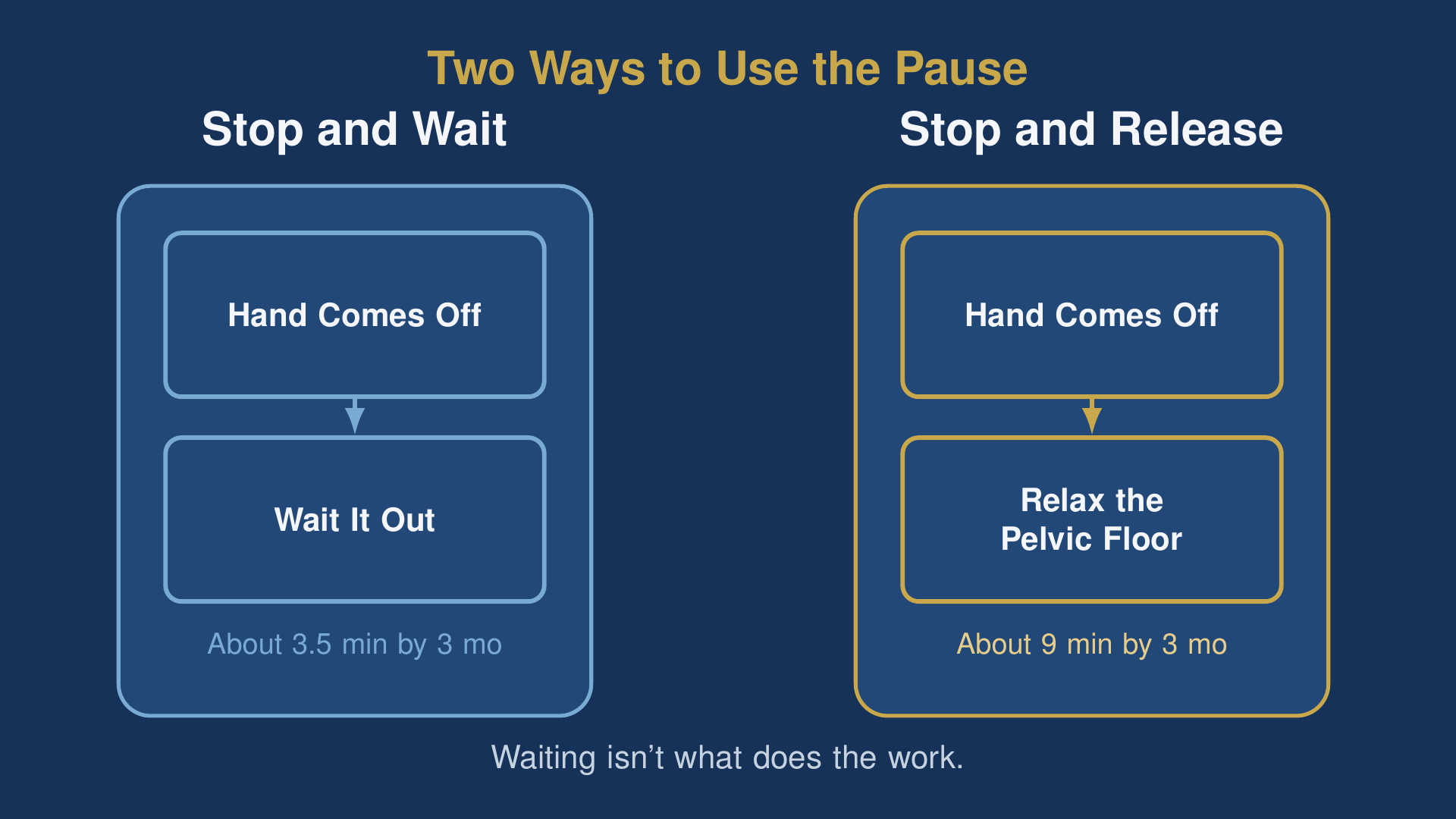 diagram comparing wait times for the premature ejaculation start stop technique with and without pelvic floor release