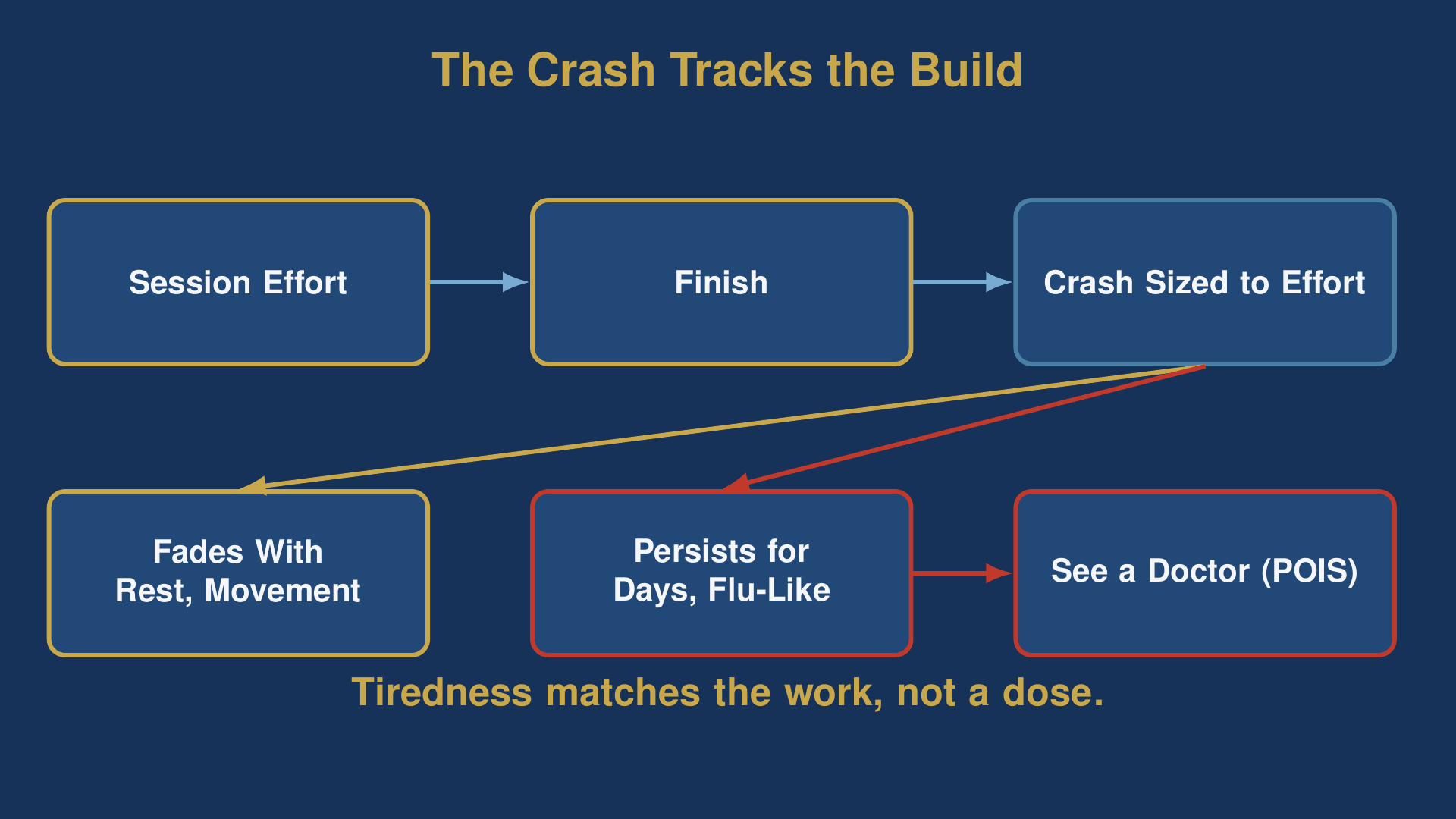 diagram answering why do i feel tired after ejaculating, showing the crash tracks session effort